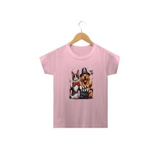 Nome do produto Camiseta Classic Infantil 2a/14a - Gato e cachorro claquete 