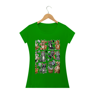 Nome do produto Camiseta Baby Long Classic -Gatos e cachorro Coletânea II