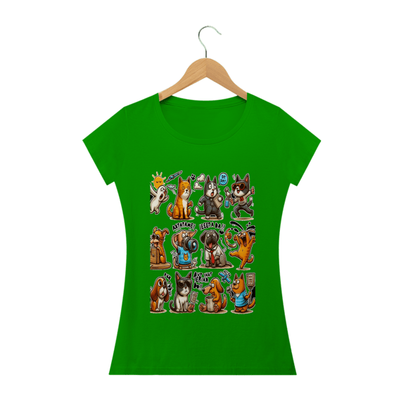 Camiseta Baby Long Classic -Gatos e cachorro Coletânea IV