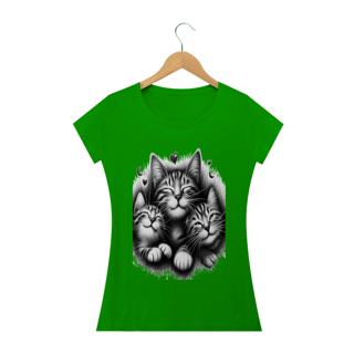 Nome do produto Camiseta Baby Long Classic - 3 Gatinhos sorrindo,