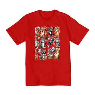 Nome do produto Camiseta Quality Infantil 10a/14a - Camiseta Gatos e cachorro Coletânea II