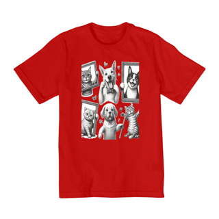 Nome do produto Camiseta Quality Infantil 2a/8a -Camiseta Gatos e cachorro Coletânea III