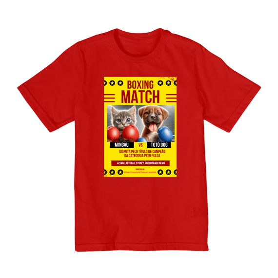 Camiseta Quality Infantil 2a/8a - Boxe GatoXCão Peso Pulga -Amarelo