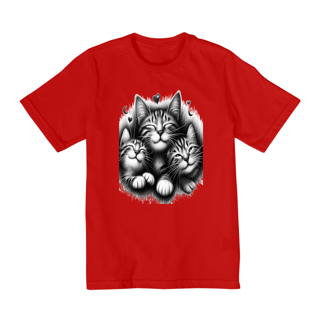 Nome do produto Camiseta Quality Infantil 2a/8a -3 Gatinhos sorrindo