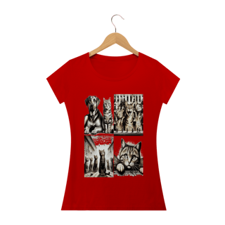 Nome do produto Camiseta Baby Long Classic -4 gatos e 1 cachorro
