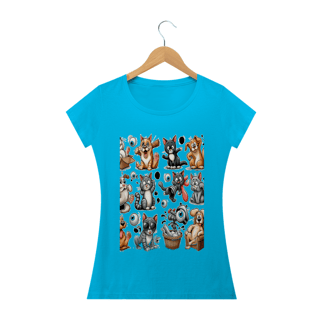 Nome do produto Camiseta Baby Long Classic -Gatos e cachorro Coletânea II