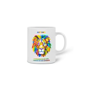 Nome do produto Caneca - Autismo - A coragem de um leão, a beleza de ser diferente