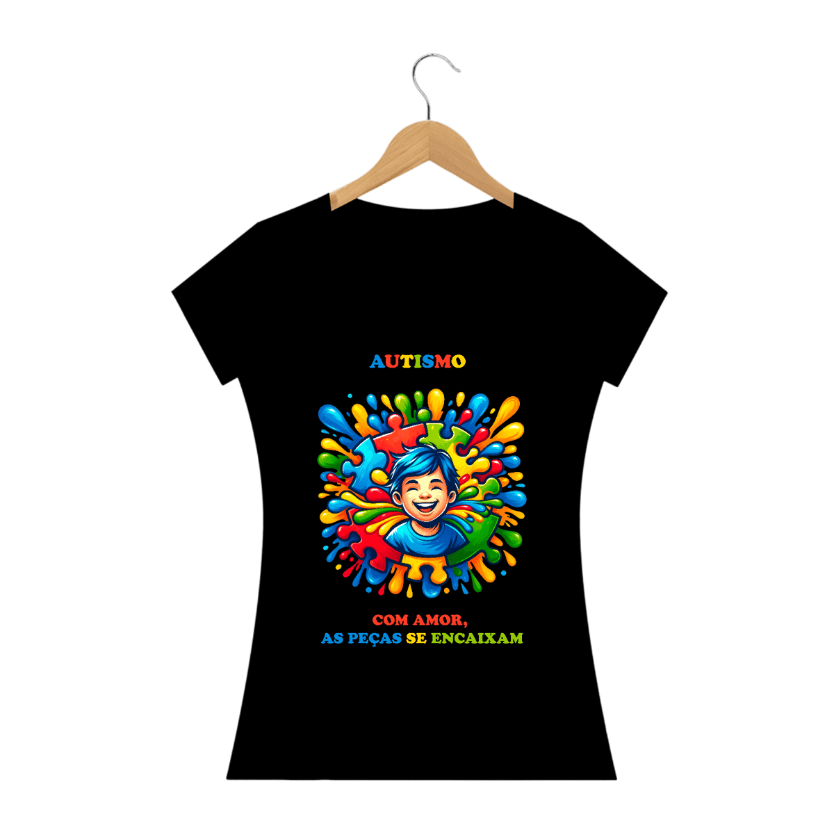 Nome do produto: Feminina - Autismo  - Com amor, as peças se encaixam (linha quality)