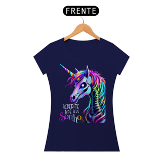 Nome do produtoCamiseta Baby Long Unicórnio Motivacional Acredite