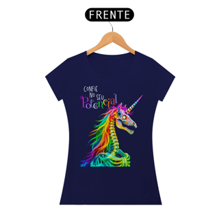 Nome do produtoCamiseta Baby Long Unicórnio Motivacional Confie