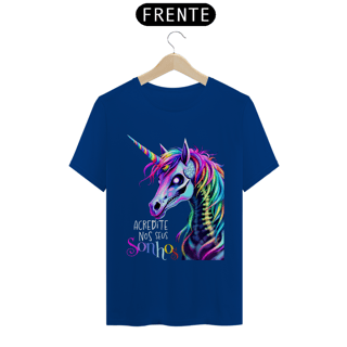 Nome do produtoCamiseta Classic Unicórnio Motivacional Acredite
