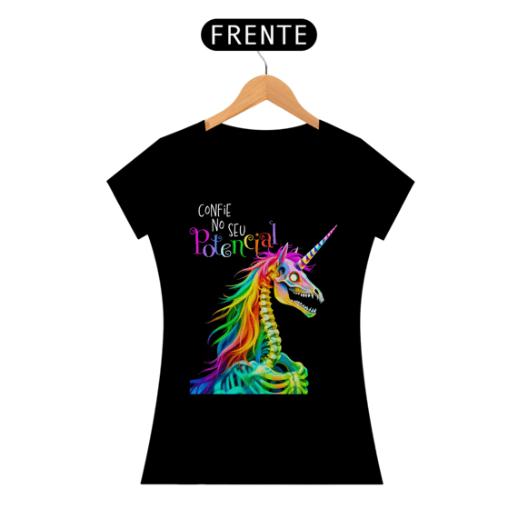 Camiseta Baby Long Unicórnio Motivacional Confie