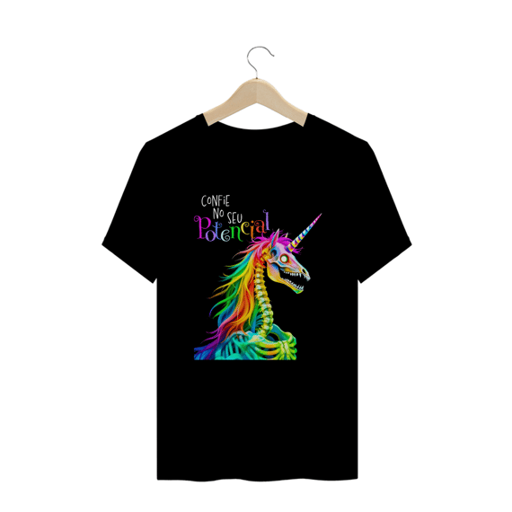 Camiseta Plus Size Unicórnio Motivacional Confie