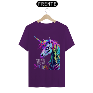 Nome do produtoCamiseta Classic Unicórnio Motivacional Acredite