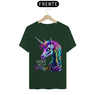 Nome do produtoCamiseta Classic Unicórnio Motivacional Acredite