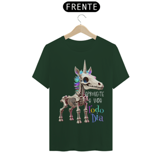 Nome do produtoCamiseta Classic Unicórnio Motivacional Aproveite