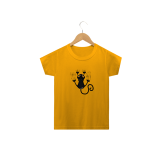 Nome do produto Camiseta Infantil Gato Preto Arranhando