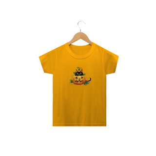 Camiseta infantil Gato Preto Halloween