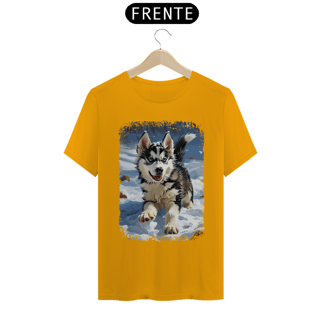 Nome do produto Camiseta Husky Siberiano Correndo na Neve