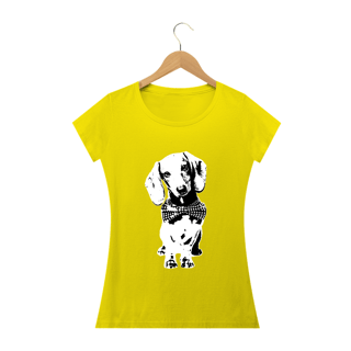 Nome do produto Baby Look Dachshund de Gravatinha em Preto e Branco
