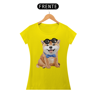 Nome do produto Baby Look Akita Filhote de Óculos e Gravatinha