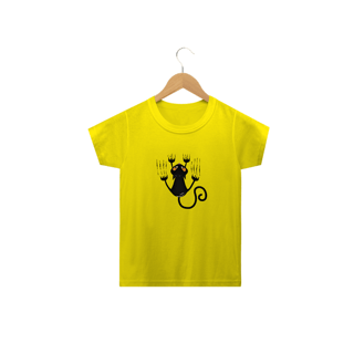 Nome do produto Camiseta Infantil Gato Preto Arranhando