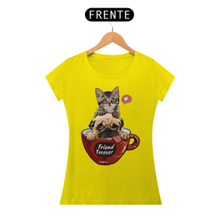 Nome do produto Baby Look Gato e Cachorro - Friend Forever