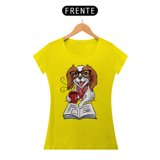 Nome do produto Baby Look Cachorro, Café e Talvez 1 Livro - Books and Dogs