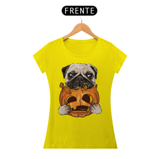 Nome do produto Baby Look Pug Comendo uma Abóbora