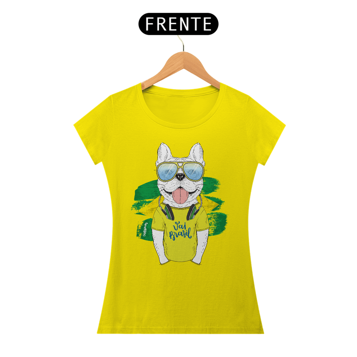 Nome do produto: Baby Look Cachorro Vai Brasil