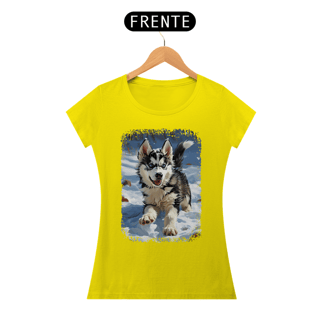 Nome do produto Baby Look Husky Siberiano Correndo na Neve