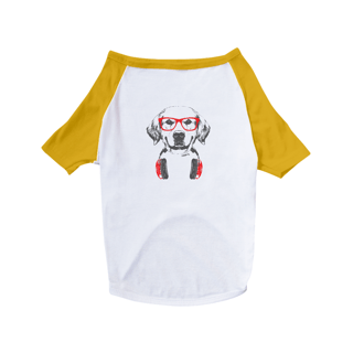 Nome do produto Camiseta para Cachorro - Golden Retriever de Óculos e Fone de Ouvidos