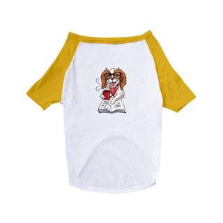 Nome do produto Camiseta para Cachorro - Cachorro, Café e Talvez 1 Livro - Books and Dogs