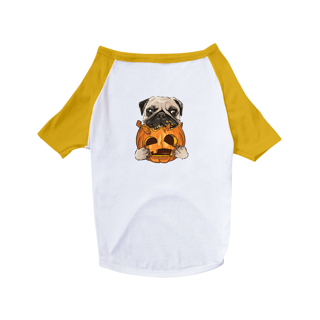 Nome do produto Camiseta para Cachorro - Pug Comendo uma Abóbora