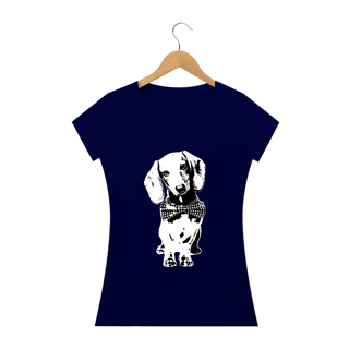 Nome do produto Baby Look Dachshund de Gravatinha em Preto e Branco