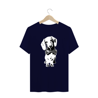 Nome do produto Camiseta Plus Size Dachshund de Gravatinha em Preto e Branco