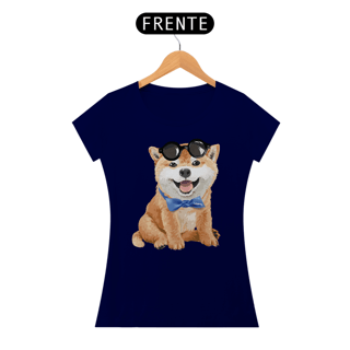 Nome do produto Baby Look Akita Filhote de Óculos e Gravatinha