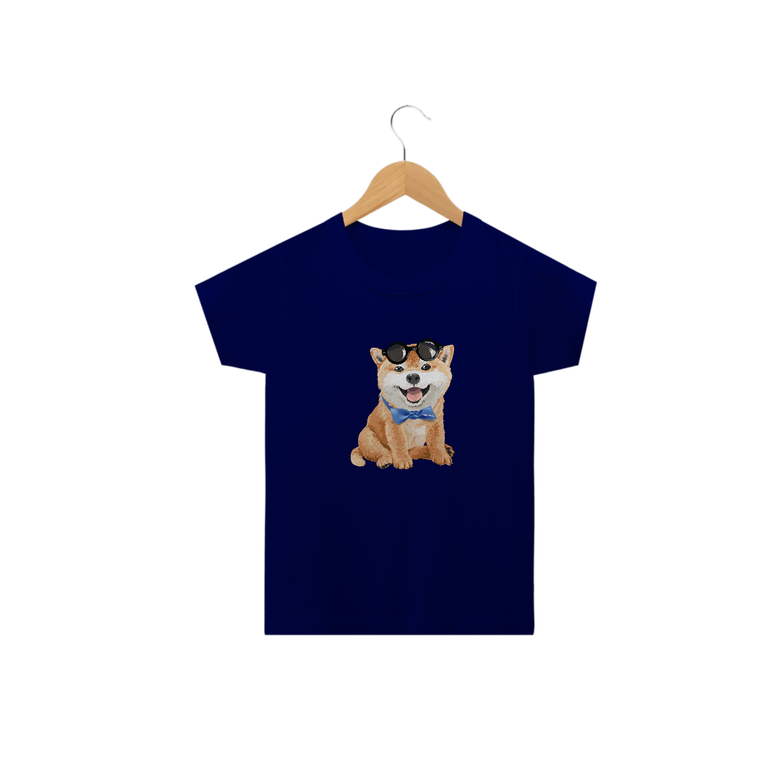 Camiseta Infantil Akita Filhote de Óculos e Gravatinha