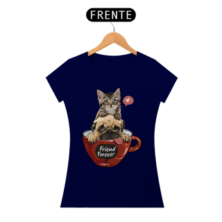 Nome do produto Baby Look Gato e Cachorro - Friend Forever