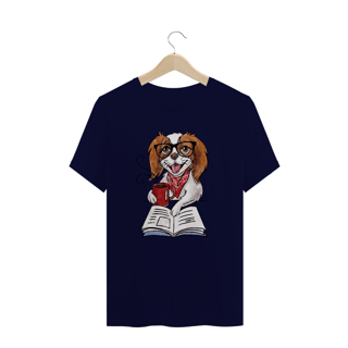 Nome do produto Camiseta Plus Size Cachorro, Café e Talvez 1 Livro - Books and Dogs