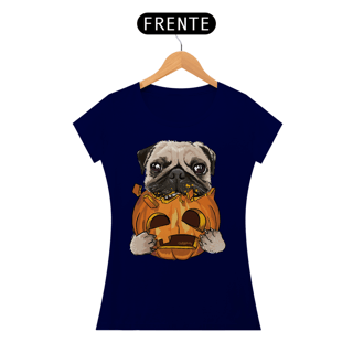 Nome do produto Baby Look Pug Comendo uma Abóbora