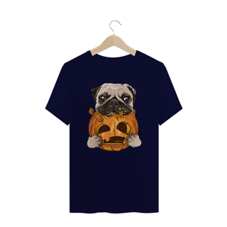 Nome do produto Camiseta Plus Size Pug Comendo uma Abóbora