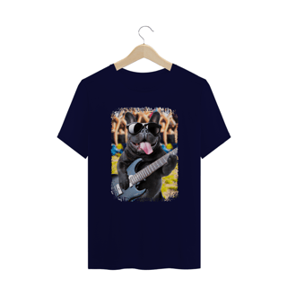 Nome do produto Camiseta Plus Size Bulldog Francês Tocando Guitarra
