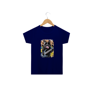 Nome do produto Camiseta Infantil Bulldog Francês Tocando Guitarra
