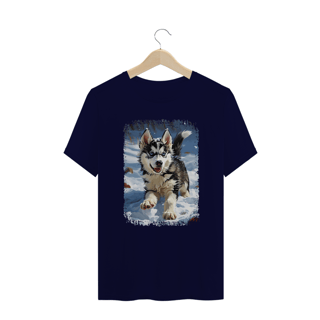 Nome do produto Camiseta Plus Size Husky Siberiano Correndo na Neve