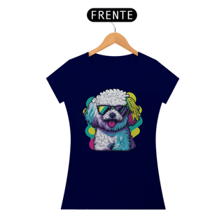 Nome do produto Baby Look Bichon Frisé de Óculos de Sol
