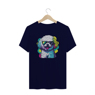 Nome do produto Camiseta Plus Size Bichon Frisé de Óculos de Sol