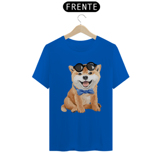 Nome do produto Camiseta Akita Filhote de Óculos e Gravatinha