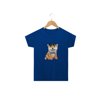 Nome do produto Camiseta Infantil Akita Filhote de Óculos e Gravatinha