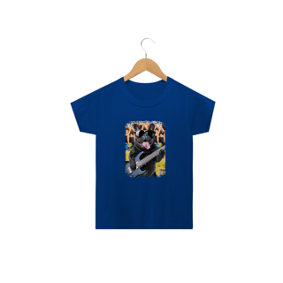 Nome do produto Camiseta Infantil Bulldog Francês Tocando Guitarra